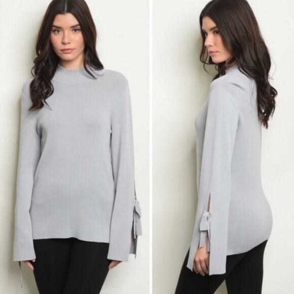 Fate by LFD gray slit tie sleeve sweater size Medium - Picture 1 of 10